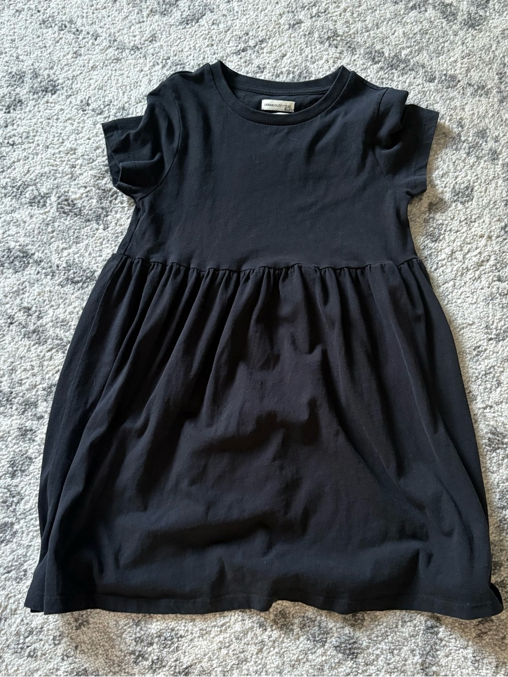 Urban Outfitters Black Short Sleeve Gathered Waist Dress